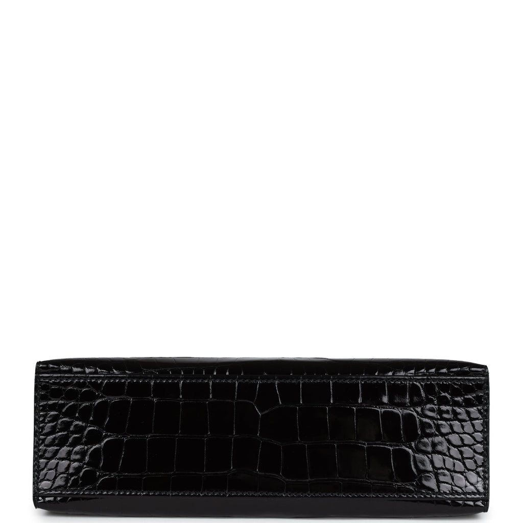 Hermès Kelly Pochette Black Shiny Alligator Gold Hardware